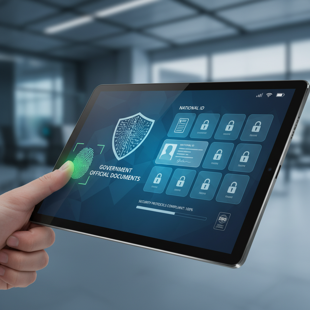 Secure digital document system with biometric verification and government standards